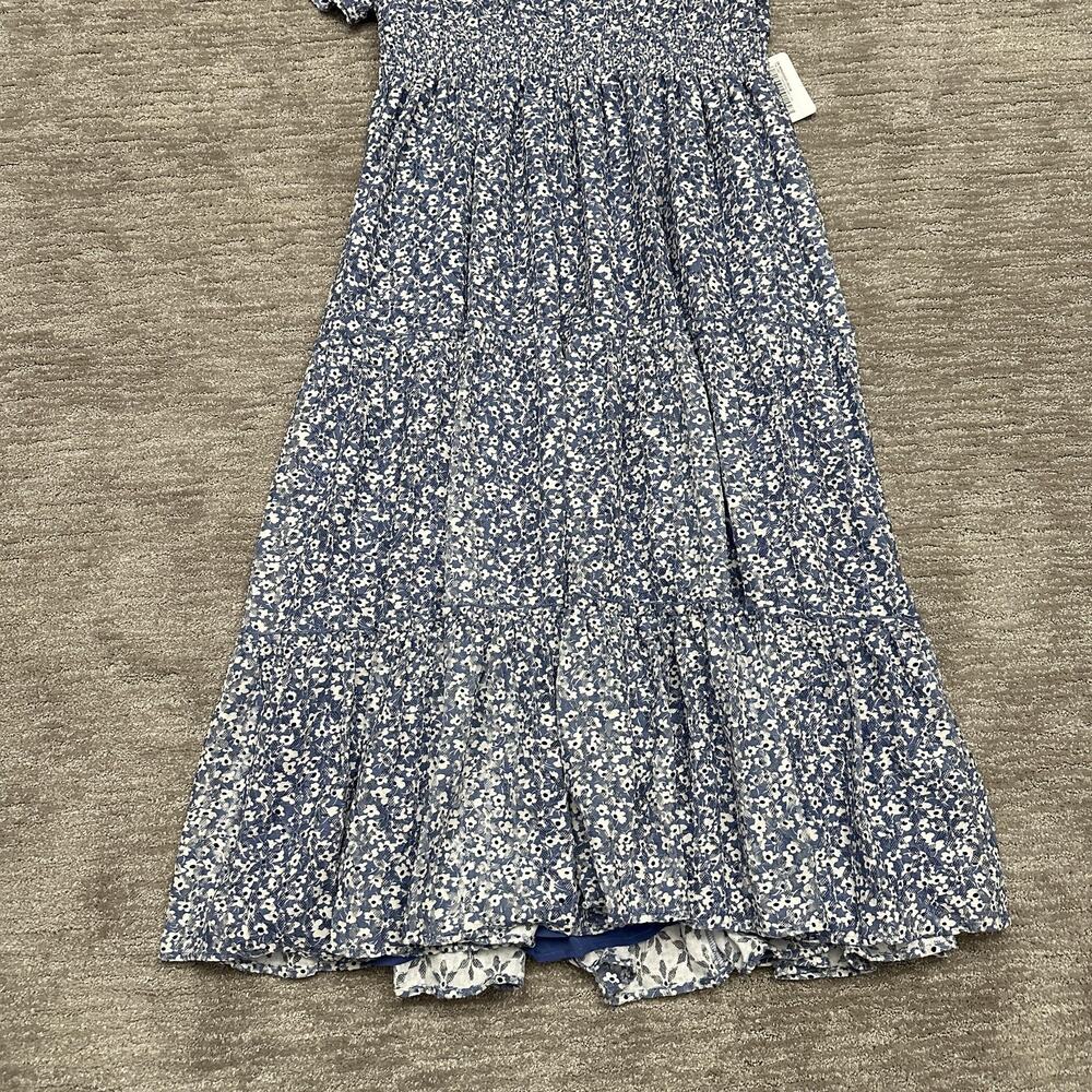 Mikarose Dress Womens XXL Blue Floral Lace Maxi Smocked V Neck Flutter Sleeve - Picture 5 of 16